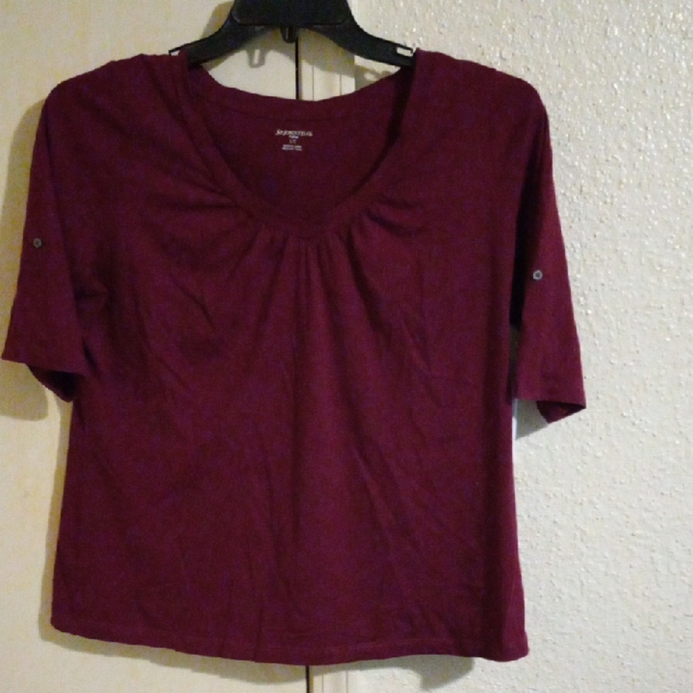 St. Johns Bay Deep Maroon Short Sleeve Top
